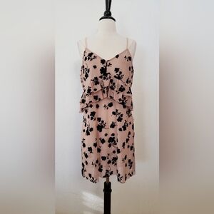 Blush Pink Floral Ruffle Slip Dress